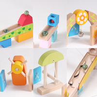 Jouets éducatifs en bois Montessori pour enfants de 3 à 5 ans, circuit de billes sensoriel, jeu de dominos avec billes