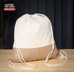 Sac à cordon en coton biologique personnalisé avec motif de lettres pour bijoux et emballages cadeaux, sac de shopping écologique et durable - Product Image 1