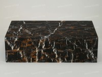 Table basse en marbre Nero Portoro classique SH STONE, rectangulaire, noire, à profil bas, design moderne personnalisé, meubles de salon