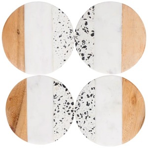 Ensemble de sous-verres en marbre noir et bois fait à la main produit naturel tapis de décoration de table et tampons pour bureau à domicile et restaurant - Product Image 5