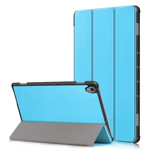 tablet standı medya pad Suppliers-Otomatik uyandırma/uyku çok açılı Premium PU deri üç katlı Tablet kapak kılıf Huawei Mediapad M6 10.8