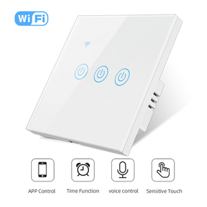 SLS WiFi Interruptor táctil inteligente <span class=keywords><strong>3</strong></span> <span class=keywords><strong>Gang</strong></span> ABS Interruptor de luz de pared Control remoto Estándar DE LA UE Single Live Wire Google Alexa 240V - Product Image 2