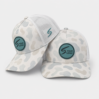 Gorra Trucker de Camuflaje Personalizada con Malla Trasera, 5 Paneles, Visera Curva, Parche de PVC, Ajustable con Cierre a Presión, para Caza y Pesca al Aire Libre, Venta al por Mayor