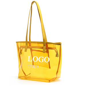 Bolso de mano transparente de plástico PVC para mujer, bolsa de playa personalizada, transparente