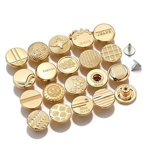 Boutons et rivets en zamac plaqués or, logo personnalisé, bouton métallique pour veste, jeans, vêtements en denim. - Product Image 1