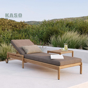 Chaise longue en bois pour piscine, chaise longue <span class=keywords><strong>de</strong></span> plage extérieure, lit <span class=keywords><strong>de</strong></span> patio en rotin, métal blanc, teck, aluminium, <span class=keywords><strong>jardin</strong></span>, chaise longue en bois - Product Image 6