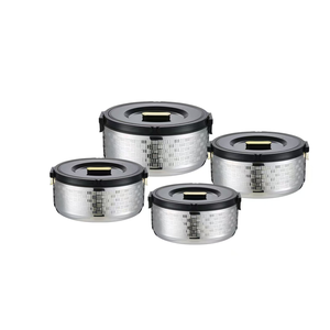 Lot de 4 casseroles isothermes grande capacité 2L/4L/8L/16L – Vaisselle métallique économique pour ensemble chauffe-plats, idéal cuisine et école - Product Image 1