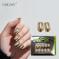 Nailway Haute Marque Fournisseur Métal Pointe Française 30Pcs 15 Tailles Colle Sur Faux Ongles Gel Doux Presse Personnalisée Sur Ongles