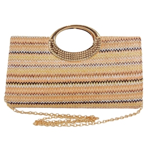 Women Casual <b>Straw</b> Woven Evening <b>Bag</b> Fashion Top Handle Clutch Purse with Removable Chain for Traveling Beach - Product Image 3