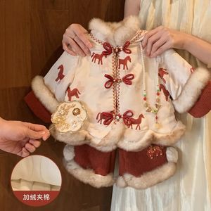 Tongxingyuan Girls Winter Outfit Thickening Cotton Two Piece Set For Toddlers New Year Clothes Year Of The Horse - Product Image 4