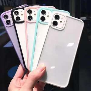 เคสกันกระแทกสีลูกกวาดโปร่งใสสำหรับ <span class=keywords><strong>iPhone</strong></span> 15 14 13 Mini 12 11 PRO MAX XR <span class=keywords><strong>XS</strong></span> x 7 8 plus SE ฝาครอบด้านหลังกันกระแทก - Product Image 1