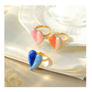 แหวนทอง18K สวย316L สแตนเลสรูปหัวใจสวยเก๋แหวนแฟชั่นผิดปกติรูปทรงเรขาคณิต - Product Image 4