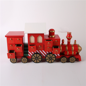 Calendrier de l'Avent en bois naturel écologique Chiding Unique, couleur naturelle, train, camion, décoration de la maison, 42x10x12cm - Product Image 1