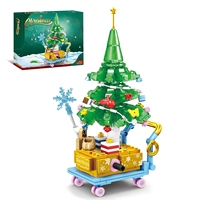 Bloques de Construcción de Plástico 3D para Niños, Diseño de Papá Noel, Reno y Trineo Navideños