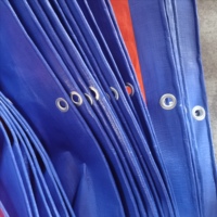 Bâche en PE robuste bicolore, bleu foncé à l'extérieur, orange à l'intérieur, anti-âldonnement, pour abri de stockage, entrepôt, ferme, chantier.