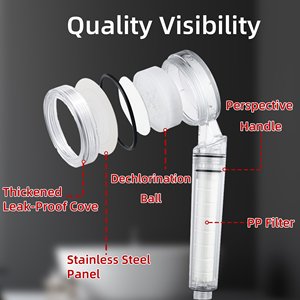 <span class=keywords><strong>Pommeau</strong></span> <span class=keywords><strong>de</strong></span> <span class=keywords><strong>Douche</strong></span> Haute Pression <span class=keywords><strong>Transparent</strong></span> à Microbulles avec Boîtier <span class=keywords><strong>de</strong></span> Déchloration Assorti et Poignée en Coton PP - Product Image 2