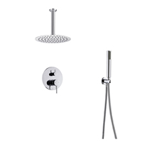 Système de douche Chrome 8 pouces plafond mural carré haute pression pluie pommeau de douche luminaire de douche