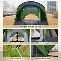 Carpa de Lujo de Una Habitación y Un Salón, Doble Capa, Gruesa, Camuflaje, Impermeable, Resistente a la Nieve, para 4-6 Personas, Portátil, para Campamento al Aire Libre