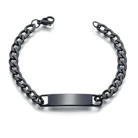 Bracelet d'identification personnalisé pour hommes et femmes, en titane et acier inoxydable, chaîne cubaine à maillons, gravure personnalisée, bracelet barre, jonc