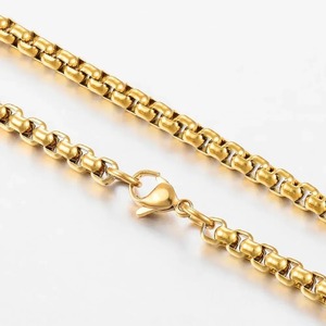 Collier en acier inoxydable, étanche, chaîne ronde couleur or, bijoux cadeau pour hommes et femmes, largeur 2mm-5mm - Product Image 3