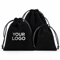 Pochette en velours doux avec cordon de serrage, logo personnalisé, sac d'emballage réutilisable pour bijoux, cosmétiques, câbles électroniques, cadeaux