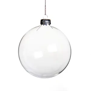 厂家低价80毫米吹制圆形空心透明玻璃球节日派对圣诞树