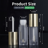 Blanc et or rose bouteille de teinte à lèvres grasse de luxe ronde grosse feuille d'or de 6ml tubes de brillant à lèvres clair argenté avec logo