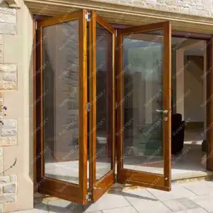 Folding Doors Sliding Room Aluminum with Retractable Fly Screen for Large Folding Door Aluminium Bi-folding Door Swing Glass