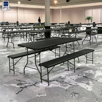 Table pliante en plastique portable rectangulaire de 6 pieds pour hôtel, jardin, cour, hôpital, banquet, mariage, vente en gros à prix abordable