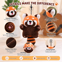 Porte-clés Panda Rouge en Peluche Super Doux de Haute Qualité, Cadeau Créatif Kawaii avec Grande Queue Rayée, 14 cm