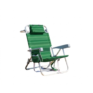 Sedia <span class=keywords><strong>da</strong></span> <span class=keywords><strong>Spiaggia</strong></span> Pieghevole Reclinabile con Telaio in Alluminio, Stile Zaino, con Portabicchieri <span class=keywords><strong>e</strong></span> Poggiatesta Imbottito Morbido - Product Image 1