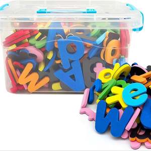 Ensemble de lettres majuscules/minuscules Art Déco colorées, autocollants magnétiques EVA, aimants pour réfrigérateur, réutilisables, amovibles, légers, pour enfants de 3 ans et plus - Product Image 1