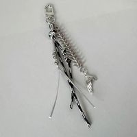 Chaîne de sac et de téléphone Y2K tendance, porte-clés punk en plastique noir et argenté, avec cordon tressé en os de serpent et pendentif perle