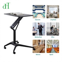 Bureau debout moderne à vérin pneumatique en aluminium/MDF, fonction de relevage, hauteur réglable, roulettes verrouillables, garantie 3 ans, pour bureau