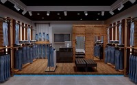 Présentoir moderne pour magasin de jeans Décoration design étagères de comptoir de pantalons en bois Présentoir de magasin de détail de jeans