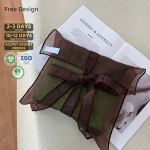 Bolsa Ecológica de Organza Marrón, Tipo Sobre, para Regalos, Maquillaje, Cosméticos, con Solapa, de Lujo - Product Image 4