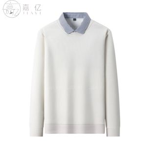 Conjunto de dos piezas de invierno y otoño para hombre, conjunto de calentamiento de Polo, tela de lana gruesa <span class=keywords><strong>Oli</strong></span>, patrones texturizados, cuello tejido a rayas, juvenil - Product Image 2