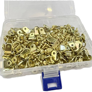 Lot de 100 crochets de suspension semi-circulaires à un trou, plaqués zinc, finition fer doré/argenté, accessoires de quincaillerie, en une boîte - Product Image 1