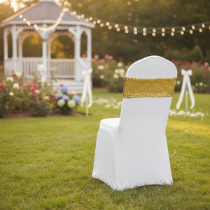 Housse de chaise plissée à trois coins en spandex blanc/couleur personnalisée, taille personnalisée, extensible, durable, pour hôtel, mariage - Product Image 2