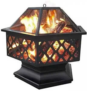 משושה יוקרה אח גדול גודל Firepit גן אש שולחן עץ פחם שריפת חיצוני פטיו דוד אש בור