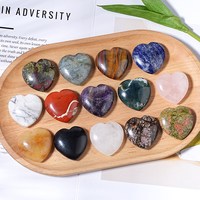 Pierre de méditation vintage 40MM en cristal naturel poli en forme de cœur, pierre de poche anti-stress, ornement de guérison des chakras, cadeau