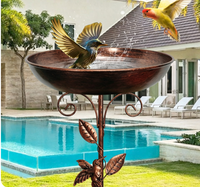 Bain d'oiseaux de jardin avec piquet, mangeoire à oiseaux autoportante en métal, abreuvoir pour oiseaux sauvages, décoration de jardin extérieur