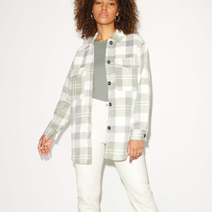 Ropa <span class=keywords><strong>de</strong></span> lana <span class=keywords><strong>de</strong></span> un solo lado para mujer, tapete a cuadros <span class=keywords><strong>de</strong></span> oro rosa, longitud, nueva - Product Image 6