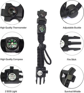 Irondonkey ngoài trời đa chức năng khẩn cấp ô dây dẫn ánh sáng Vòng đeo tay ngoài trời giúp điều chỉnh vòng đeo tay còi SOS công cụ - Product Image 3