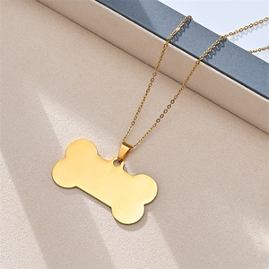 Collar de Acero Inoxidable con Colgante de Hueso de Perro, Grabado Láser de Logotipo en Titanio, Adornos para Mascotas, Joyería de Moda - Product Image 2