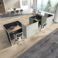 WESOME Poste de travail insonorisé pour 6 personnes, bureau en forme de L avec chaise confortable
