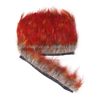 Chất Lượng Cao 2-3.2 Inch Màu Đỏ Gà Trâu Lông Thiên Nhiên Lấy Cảm hứng từ Satin Ribbon Trims Cho May Thủ Công Mỹ Nghệ Trang Trí Trang Phục 5-8 Cm - Product Image 2