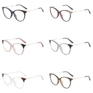 Montura de gafas Tr90 Cat Eye 87142, lentes planas antiluz azul, montura completa unisex para protección de miopía - Product Image 2