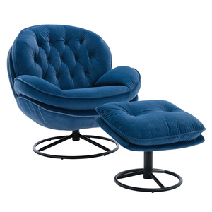 Fauteuil <span class=keywords><strong>pivotant</strong></span> en velours SANS, fauteuil de détente avec ottoman pour salon - Product Image 2