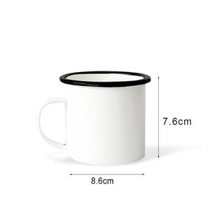 Tazas de Esmalte Blancas para Sublimación de 12 oz con Borde Negro, <span class=keywords><strong>Precio</strong></span> Directo de Fábrica Topjlh, Logotipo Personalizado para Cocina, Venta al por Mayor, Camping - Product Image 3